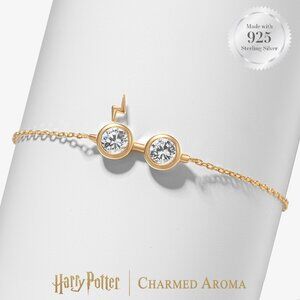 Official Harry Potter Glasses Gold Bracelet, 925 Sterling Silver 10k Gold finish
